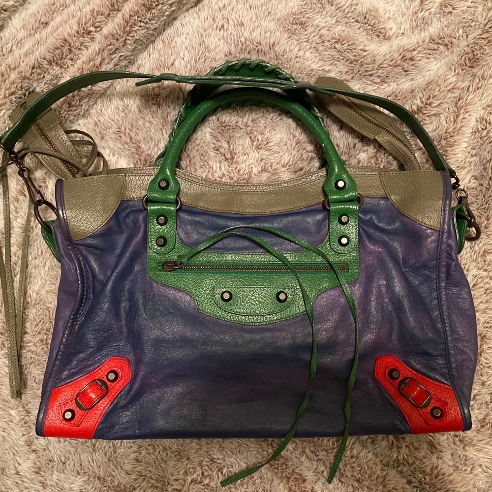 Balenciaga Multi Color Leather City Bag